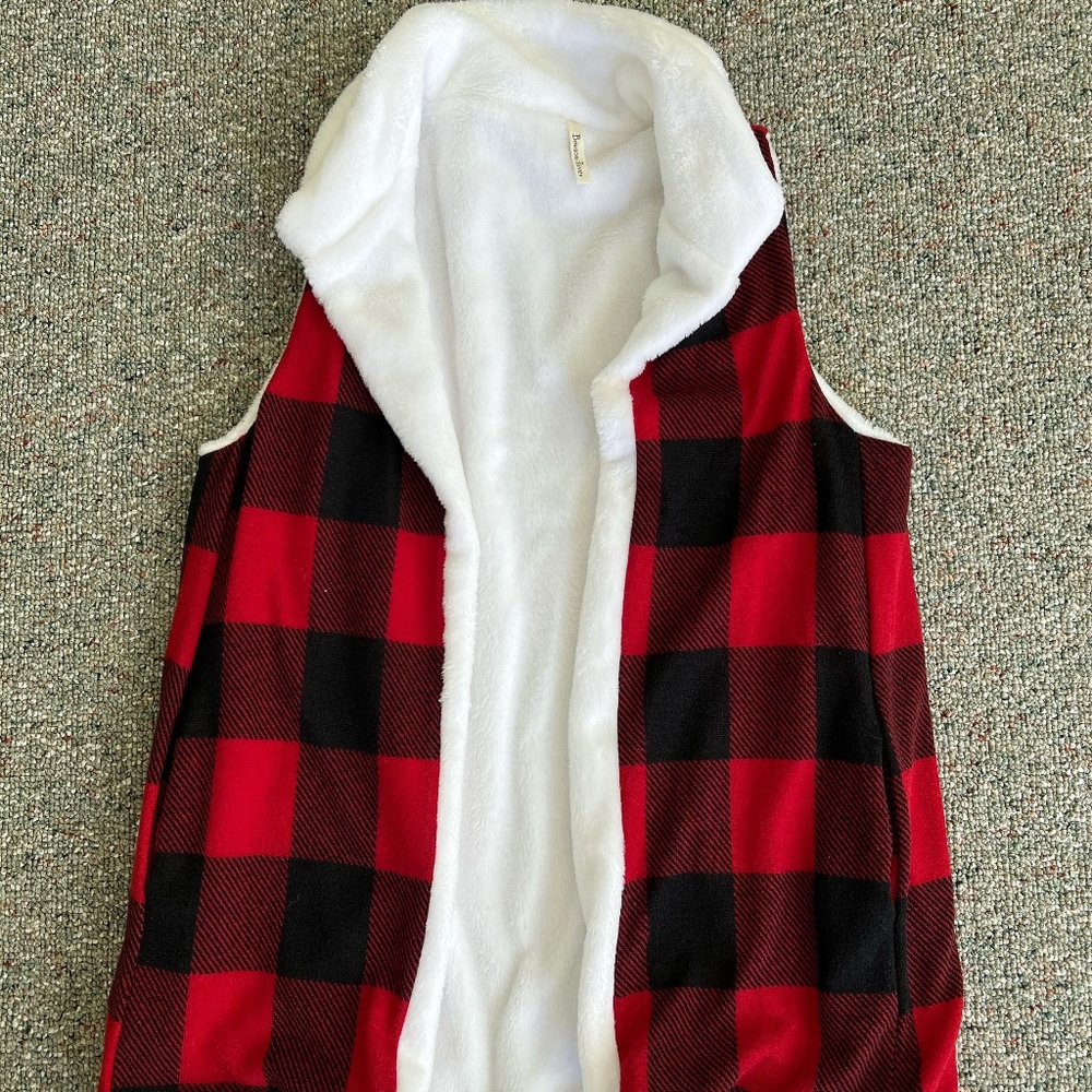 Fuzzy Plaid Vest